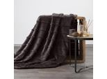 Eurofirany | Coperta - Coperta Coccolosa - Grigio Scuro Coperta - 200 X 220 Cm - Con Struttura A Righe 3D