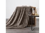 Eurofirany | Coperta - Accogliente Coperta - Con Struttura A Righe 3D - 150 X 200 Cm - Beige