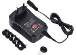 Alimentatore Universale Ca/Cc, Porta Usb 5 V 2,1 A, 6 Connettori, 30 W, 3 V/4,5 V/5 V/6 V/7,5 V/9 V/12 V