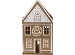 Clayre & Eef Portacandele House 12X11X22 Cm Metallo Color Oro