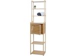 Scaffale In Bambù HWC-O74, Mobile Da Bagno Mobile Da Bagno, Anta Scomparti 165X42X30Cm