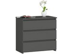 Comodino Grafite CL3 Con 3 Cassetti - Elegante E Funzionale Per La Tua Camera Da Letto