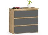 Comò CL3 3 Cassetti In Rovere Artisan E Grigio Grafite