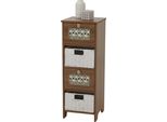 Cassettiera HWC-O75, Cassettiera, 4 Cassetti Cestino In Legno Melaminico 82X30X30Cm ~ Marrone