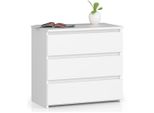 Comò CL3 Bianco In Stile Minimalista Con 3 Cassetti 60 Cm