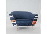 Spacerebels Poltrona Soggiorno - Poltrona Relax Divano Singolo Per Camera Da Letto - Poltrona Tv - Poltrona Imbottita Con Gambe In Legno - Blu