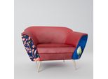 Spacerebels Poltrona Soggiorno - Poltrona Relax Divano Singolo Per Camera Da Letto - Poltrona Tv - Poltrona Imbottita Con Gambe In Legno - Rosso
