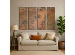 Copperandcraft, Arte Murale In Rame, Quadri Metallici In 4 Pannelli 120X90 Cm, Patina Ossidata Astratta, Decorazione Murale Rustica Realizzata A Mano