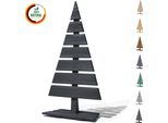 Floranica Albero Di Natale In Legno Naturale 90X45Cm Nero Decorazione Natalizia Per Interni Ed Esterni Albero In Legno Di Larice Fatto A Mano