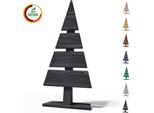 Floranica Albero Di Natale In Legno Naturale 60X27Cm Nero Decorazione Natalizia Per Interni Ed Esterni Albero In Legno Di Larice Fatto A Mano