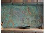 Copperandcraft Pannello Da Parete In Rame Patinato Turchese 90X60 Cm, Alzatina Da Cucina In Metallo Fatta A Mano, Pannello Alzatina, Decorazione Parete Bagno, Produzione Ue