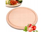 25 Cm Tagliere In Legno, Faggio Con Scanalatura, Rotondo, Prodotto Lucido