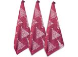 Home Elements Set Di Strofinacci In Cotone Egiziano 50*70 Cm, 3 Pezzi, Rosso Trees