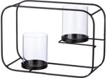 Gilde Windlicht, Rechteckig, "Rectangle"", Glas, Metall, Schwarz, , L. 11 Cm, B. 29 Cm, H. 20 Cm 51682/Abverkauf Nur Solange Vorrat Reicht"