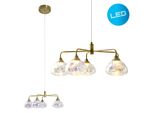 NÄVe Led Pendelleuchte "Varna", Braun (Messing), 5, Ø 50Cm H: 120Cm, 1 Stk., Leuchten, 5 Flg., Irisierende GläSer, Gestell Messingfarben, WarmweißEs Licht, Led Pendelleuchte