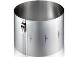 Backrahmen Gefu "Tondo Clip", Silber, B:30Cm H:15Cm Ø:16Cm, Edelstahl, Speiseringe, Backrahmen, Patentierter Sicherungsclip Fixiert Den Ring Auf Der GewüNschten GrößE