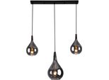 NÄVe Pendelleuchte "Gota", Schwarz, 3, H: 150Cm, 1 Stk., Leuchten, 3Er Je 1 X E27, Rauchglas (2 Kleine GläSer/1 GrößEres Glas), H: 150Cm, Pendelleuchte