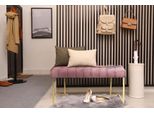 Sitzbank Kayoom "Rarity 225, Edler Touch Durch Goldenes Gestell", Rosa (Altrosa), B:100Cm H:48Cm T:47Cm, Bezug: 100% Polyester (Samt) Gestell: Edelstahl, SitzbäNke, Sitzbank, Eckig, Samtweich, Gesteppt, Mit ZierknöPfen, Edelstahlgestell