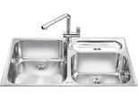 Lavello Incasso 2 Vasche 90X50.5 Smeg LTS9032 Inox Spazzolato