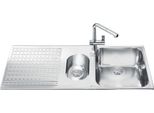 Lavello Incasso 2 Vasche E Gocciolatoio Sinistro 100X50 Smeg LTS102S2 Inox Spazzolato
