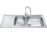 Lavello Incasso Semifilo 2 Vasche E Gocciolatoio Sinistro 116X50 Smeg LGM116S Inox