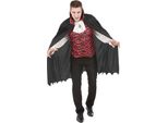 Elegante Costume Da Uomo Vampiro Halloween Nero-Rosso-Bianco - M/L