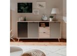 Credenza Epik52 Con 3 Ante 2 Cassetti 180X40X88,3 Colore Rovere Antracite Grigio