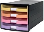 Han 1013-139 Han Schubladenbox Impuls Gelb, Orange, Rosa, Lila 1013-139, Din A4, Din C4 Mit 4 Schubladen