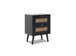 Comodino 2 Cassetti Con Frontali Effetto Vimini Vienna61A Colore Nero