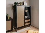 Vetrina 2 Ante E 2 Cassetti Con Frontali Effetto Vimini Vienna53A Colore Nero