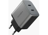 Caricabatterie Energea Ampcharge Gan45 2Xusb-C Pd/Pps/Qc3.0 45W Grigio