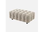 Pouf, Poggiapiedi Per Divano 3 Posti Leon Bouclé Testurizzato, Beige