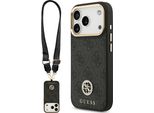Etui Guess 4G Strass Logo & Big Strap Metal Buttons Magsafe Do Iphone 17 Pro Czarny
