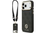 Etui Guess 4G Srtass Logo & Big Strap Metal Buttons Magsafe Do Iphone 17 Pro Max Czarny
