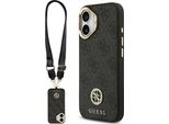 Etui Guess 4G Strass Logo & Big Strap Metal Buttons Magsafe Do Iphone 17 Czarny