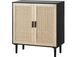 Vevor Mobile In Rattan Cassettiera In Rattan 1 Pz. Mobile Contenitore Con 2 Ante Magnetiche, Credenza Buffet Con Ripiani Regolabili