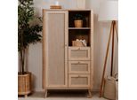 Credenza 3 Cassetti E Anta Effetto Rafia KUTA53 Colore Rovere Sonoma