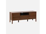Mobile Tv Decorazione Legno 2 Ante 1 Cassetto 140Cm, Noce