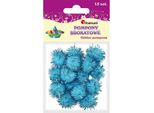 Pompon Glitterati 18 Mm 15 Pezzi Titanum Azzurro