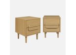 Set 2 Comodini Vintage Effetto Legno 2 Cassetti, Quercia