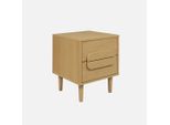 Comodino Vintage Effetto Legno 2 Cassetti, Quercia