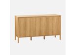 Credenza Decorazione Legno 3 Ante 140Cm, Marrone Naturale
