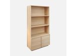Libreria Effetto Legno Con 2 Ante A 5 Livelli, Marrone Naturale