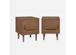 Set 2 Comodini Vintage Effetto Legno 2 Cassetti, Noce