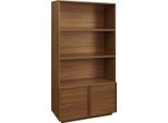 Libreria Effetto Legno Con 2 Ante A 5 Livelli, Noce