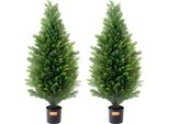 Set Di 2 Alberi Topiari Artificiali Di Cedro Piante Artificiali Pe Cipresso 91,4 Cm