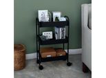 Carrello Da Cucina 3 Ripiani In Metallo Con Ruote Tier 45.5X32X76.4H Colore Nero