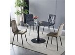 Tavolo Rotondo Dot Piano Ceramica Effetto Marmo Nero E Oro