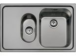 Lavello Incasso 2 Vasche E Gocciolatoio Sinistro 79X50 Smeg SP7915SN Acciaio Inox Nero