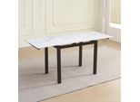 Tavolo Allungabile Kyoto Con Piano In Ceramica Marmo Bianco E Struttura In Metallo Nero 100X70X75H